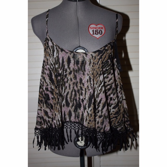 For Love & Lemons Shake It leopard fringe tank - Picture 1 of 4