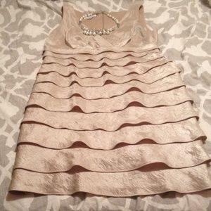 Beige ruffle dress