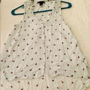 H&M light blue sleeveless top with birds