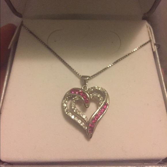 JCPenney Pink/Silver Heart Necklace