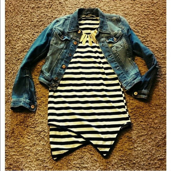 Striped asymmetrical bodycon dress - Picture 1 of 3