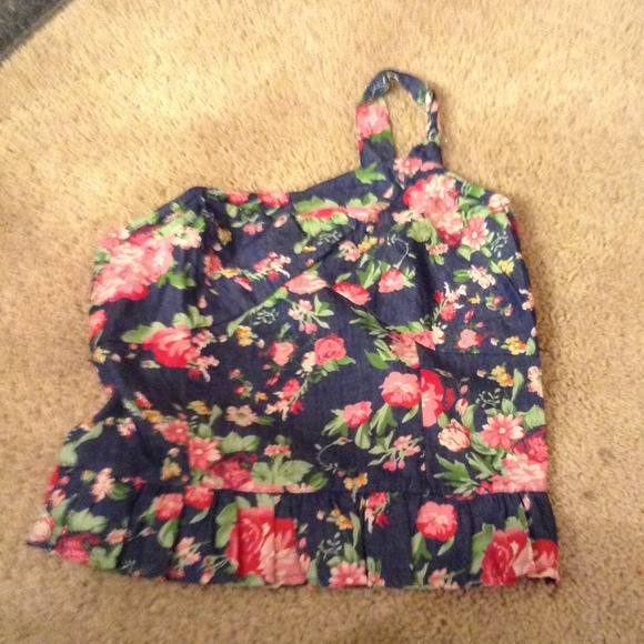 One shoulder floral top