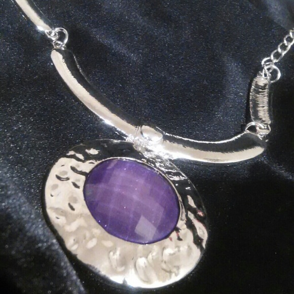 Silver Purple Jewel Necklace