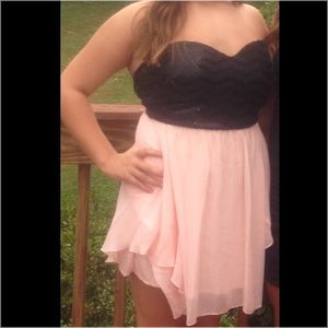 Sweetheart strapless dress pink and black