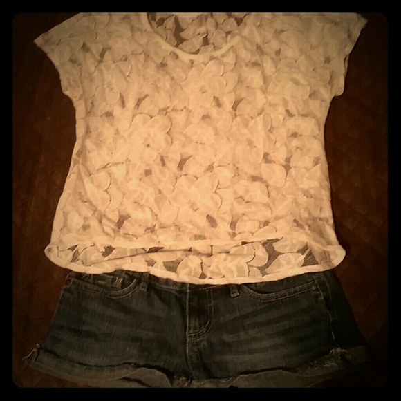 Cream floral print top