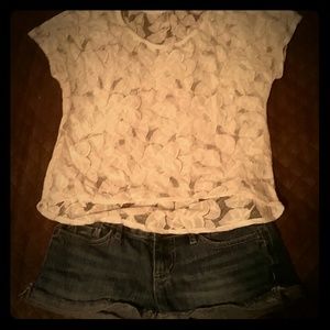 Cream floral print top