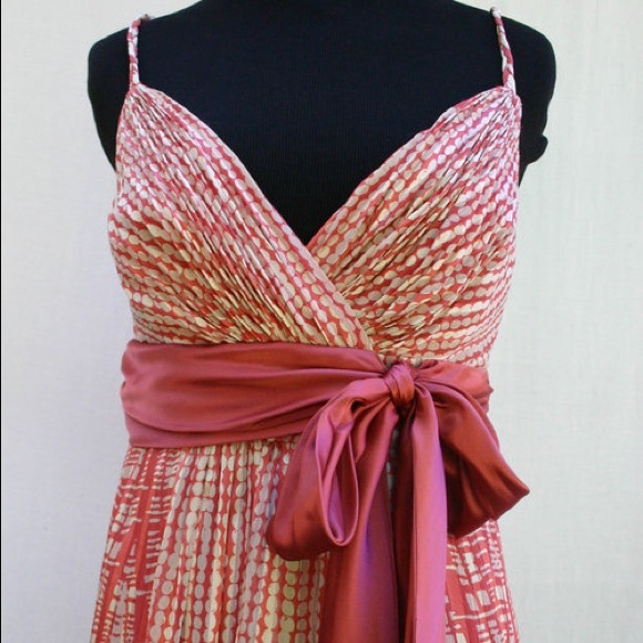 📌SOLD📌 BCBG Coral Silk Empire Waist Dress - Picture 2 of 4