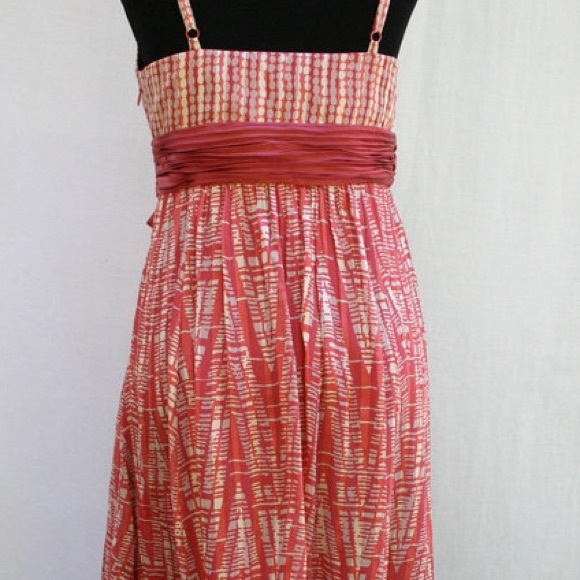 📌SOLD📌 BCBG Coral Silk Empire Waist Dress - Picture 3 of 4