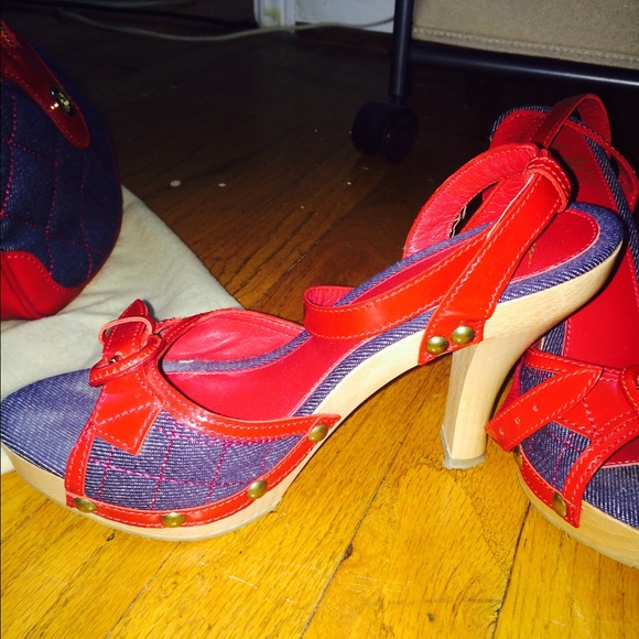 red denim burberry heels