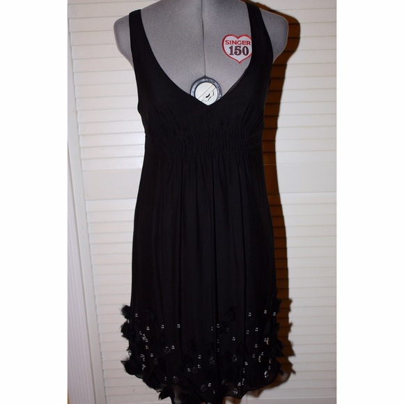 Rebecca Taylor black silk dress w/ crystal hem