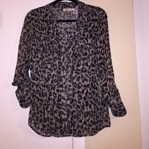 Leopard Print sheer blouse.