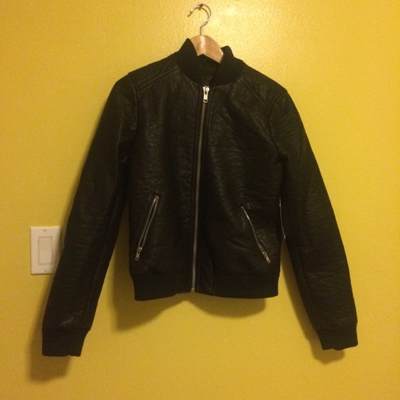 Obey black leather jacket
