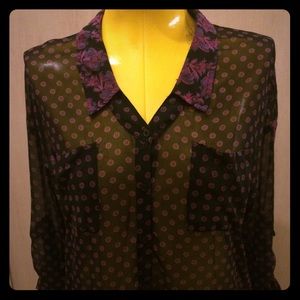 Paisley and dot sheer blouse