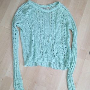 Light Aqua/Seafoam Green Distressed Sweater