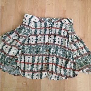 Aztec Burnt Orange and Green Skater Skirt