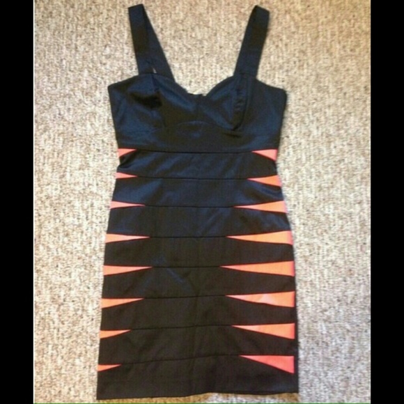 H&M Sexy Black & Orange Bandage Dress - Picture 2 of 4
