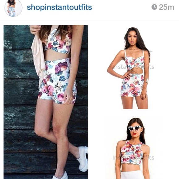 Floral crop tops 2 styles racerback or crisscross