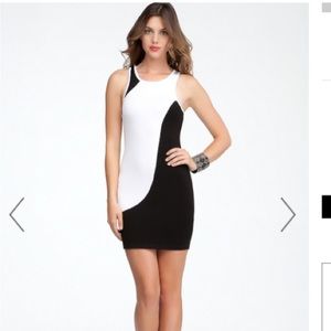 Bebe black and white dress
