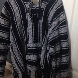 Navy blue and white drug rug