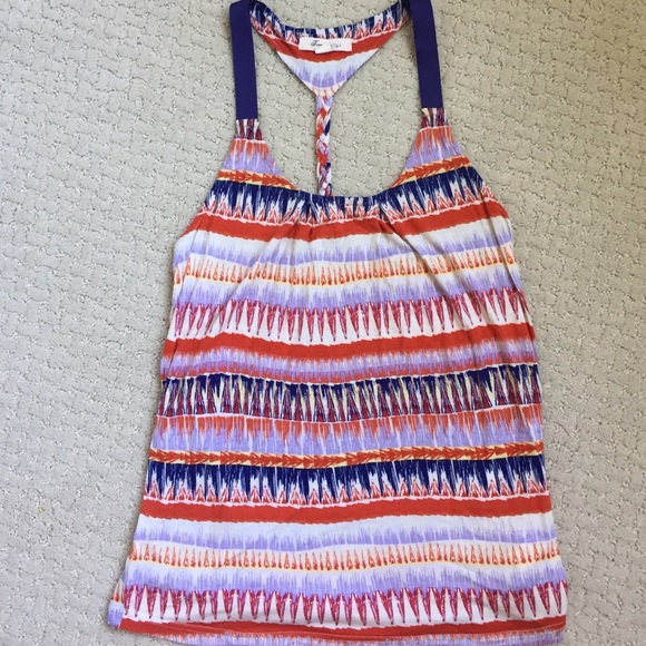 Aztec print tank with back braid detail