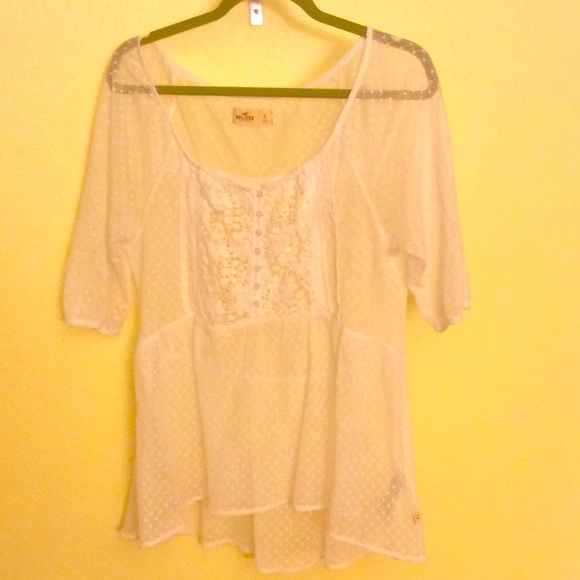 Hollister white lace blouse.