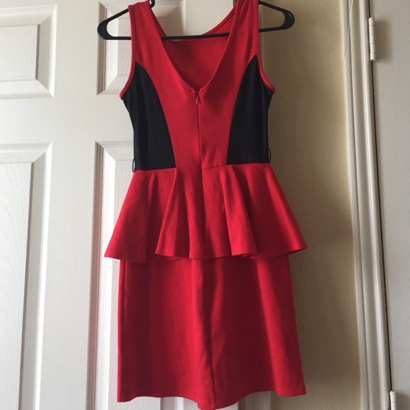 Red peplum dress. - Picture 2 of 2