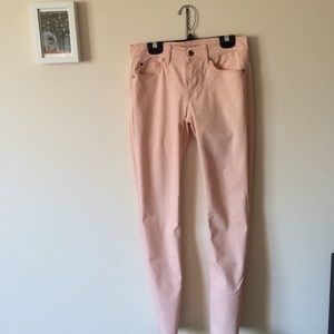 Pastel light pink polka dotted Gap skinny jeans