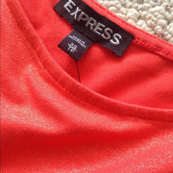 {Express} NWT Orange Ruffle One Shoulder Top - Picture 4 of 5