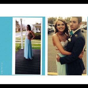 Ice blue prom dress.