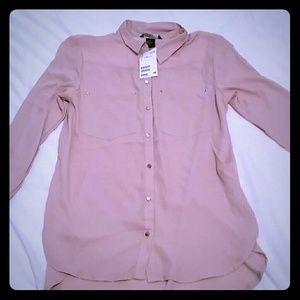 H&M Blush pink button down top