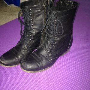 black combat boots