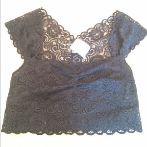 Free people lace BLACK crop top