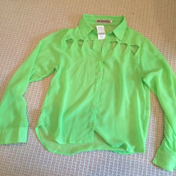Neon Green sheer long sleeve !
