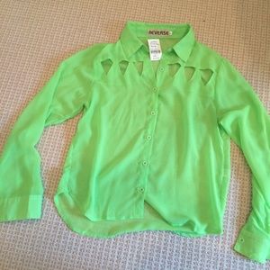 Neon Green sheer long sleeve !