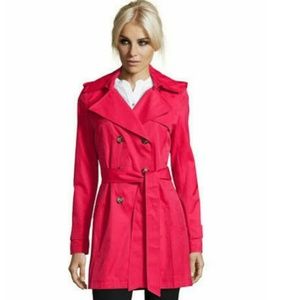Red DKNY spring trench coat
