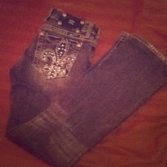 Miss me 26 grey fleur de Lis jeans bootcut