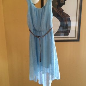 High Low light blue floral dress