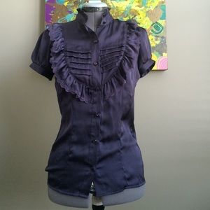 Navy blue satin blouse