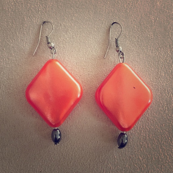 Orange Diamond Shaped Earrings - Picture 1 of 1