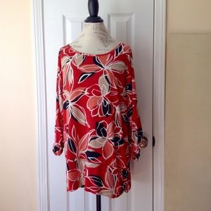 Long Floral Print Top-Plus Size