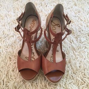Sam Edelman Brown Leather Wedge Espadrilles