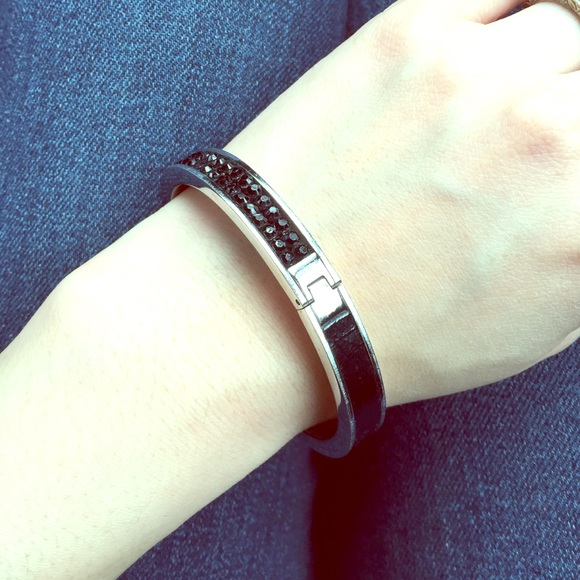 Swarovski stainless steel bracelet with leather