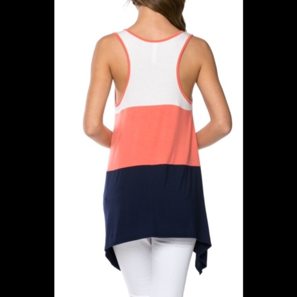 sale🇺🇸Shark Bite Hem Colorblock Tunic - Picture 2 of 4