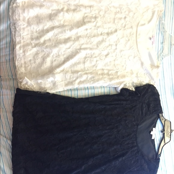 Bundle of black  and a white lace top