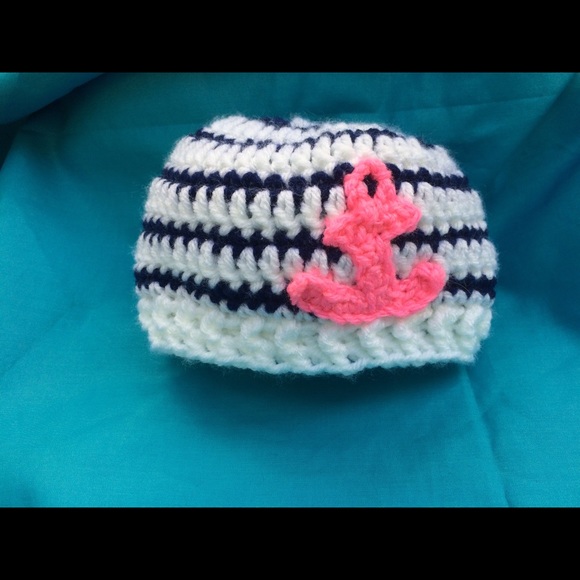 Anchor crochet newborn hat