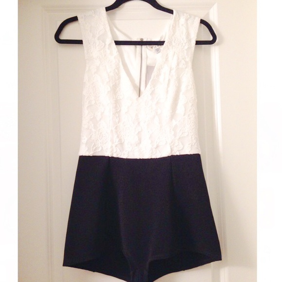 Urban Outfitter's COPE romper in black and white