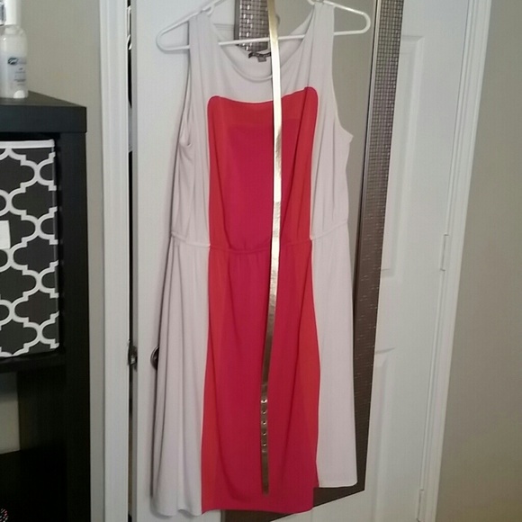 Pink Orange and White Dress with Gold Belt