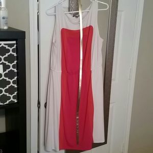 Pink Orange and White Dress with Gold Belt