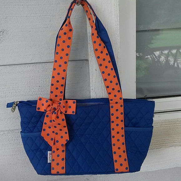 So Cute .. Blue and Orange Quilted Handbag Gators
