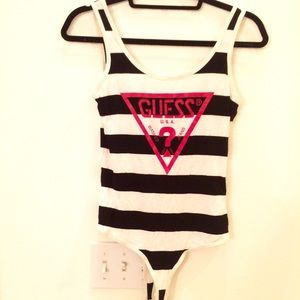 Like New GUESS? Jeans Striped Bodysuit Size M